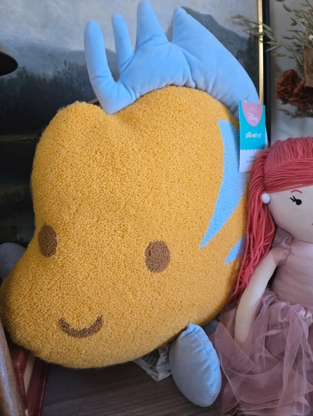 Disney Flounder The Little Mermaid Plush Pillow Stuffed Animal Nwt